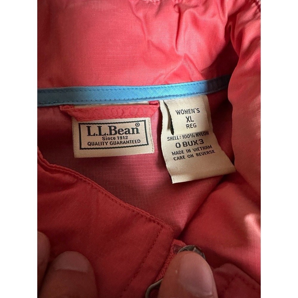 Vtg LL Bean Full‎ Zip Women XL Windbreaker Jacket Salmon Pink Hooded Coat 0BUX3 - Picture 4 of 15